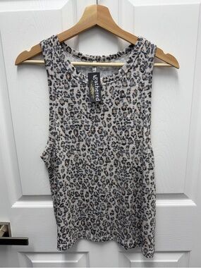 Z Supply  Women's Leopard Print Tank Top Muscle Shirt - Cream/Black -Medium- NWT